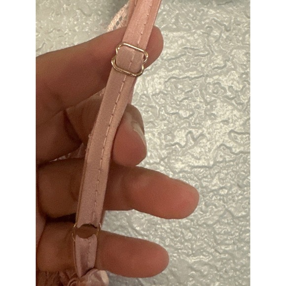 PrettyLittleThing‎ Pink Lace Trim Ruffle Hem Bodycon Dress US 4 - Picture 4 of 5